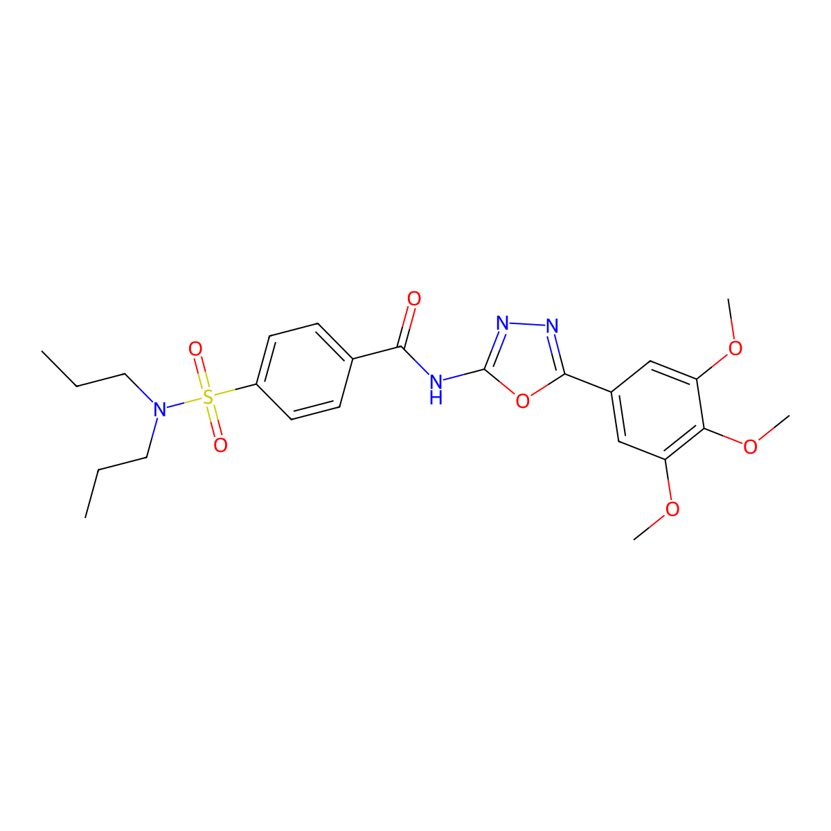4-(dipropylsulfamoyl)-N-[5-(3,4,5-trimethoxyphenyl)-1,3,4-oxadiazol-2-yl]benzamide molecular structure, CAS 533870-78-9