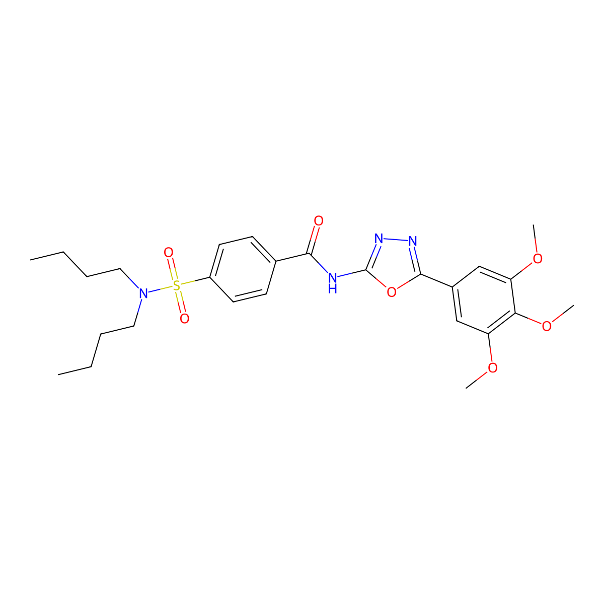 4-(dibutylsulfamoyl)-N-[5-(3,4,5-trimethoxyphenyl)-1,3,4-oxadiazol-2-yl]benzamide molecular structure, CAS 533870-79-0