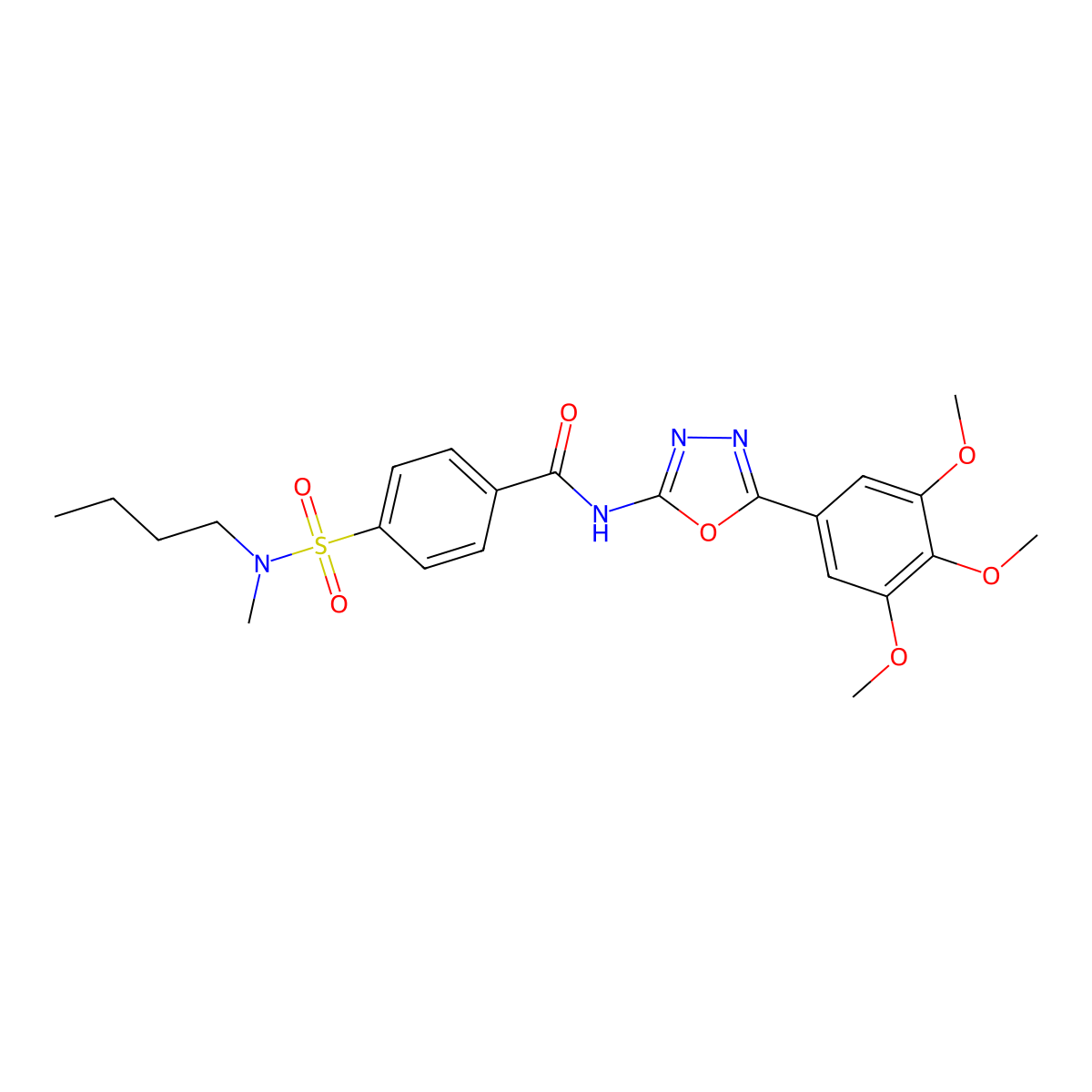 4-[butyl(methyl)sulfamoyl]-N-[5-(3,4,5-trimethoxyphenyl)-1,3,4-oxadiazol-2-yl]benzamide molecular structure, CAS 533871-30-6