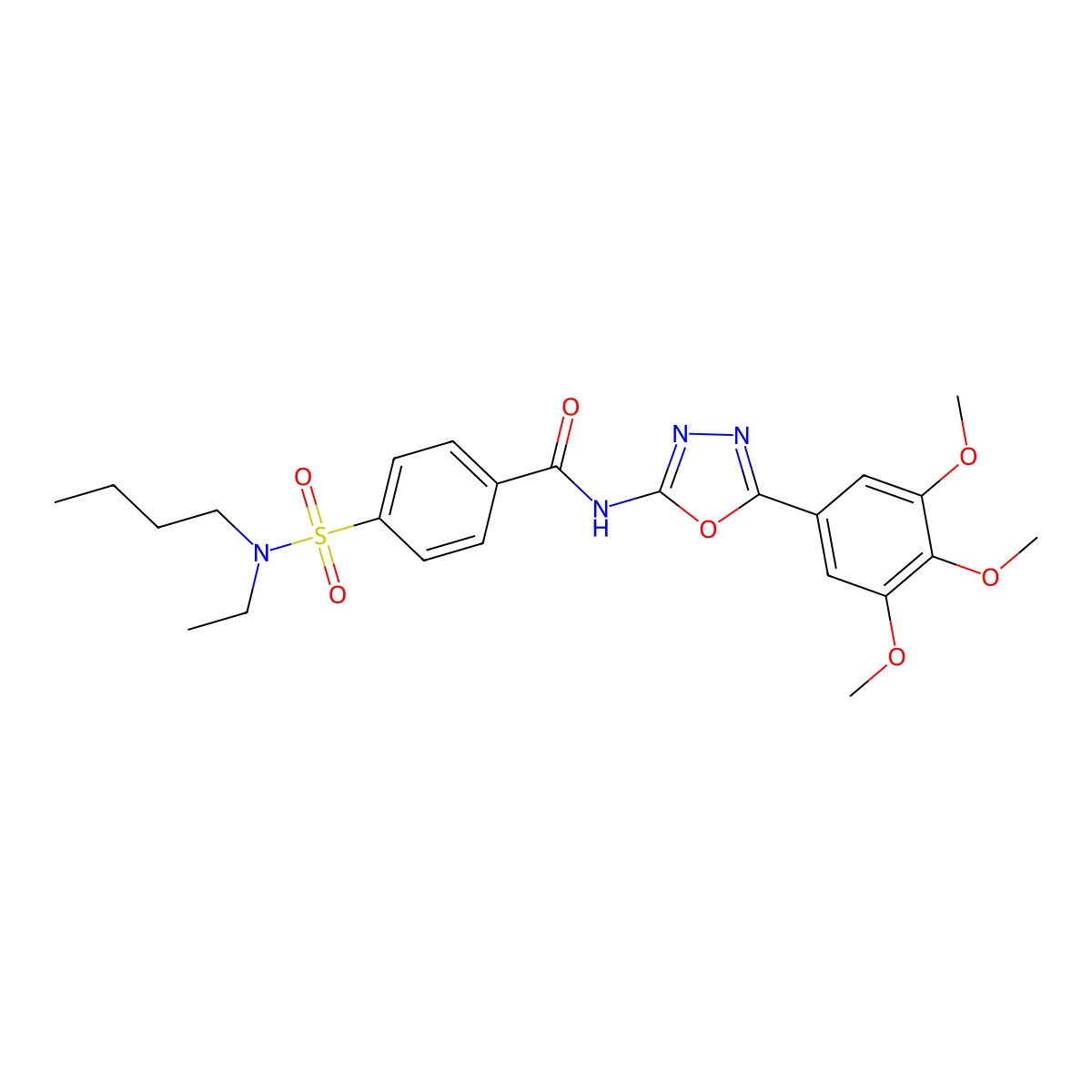 4-[butyl(ethyl)sulfamoyl]-N-[5-(3,4,5-trimethoxyphenyl)-1,3,4-oxadiazol-2-yl]benzamide molecular structure, CAS 533871-31-7