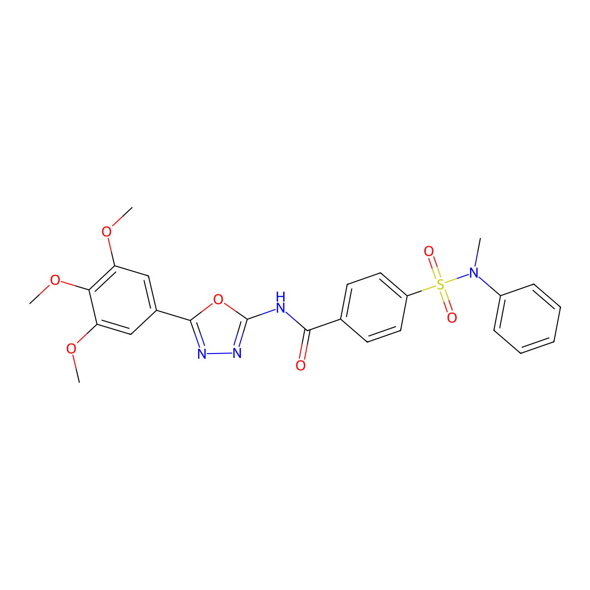 4-[methyl(phenyl)sulfamoyl]-N-[5-(3,4,5-trimethoxyphenyl)-1,3,4-oxadiazol-2-yl]benzamide molecular structure, CAS 533871-32-8