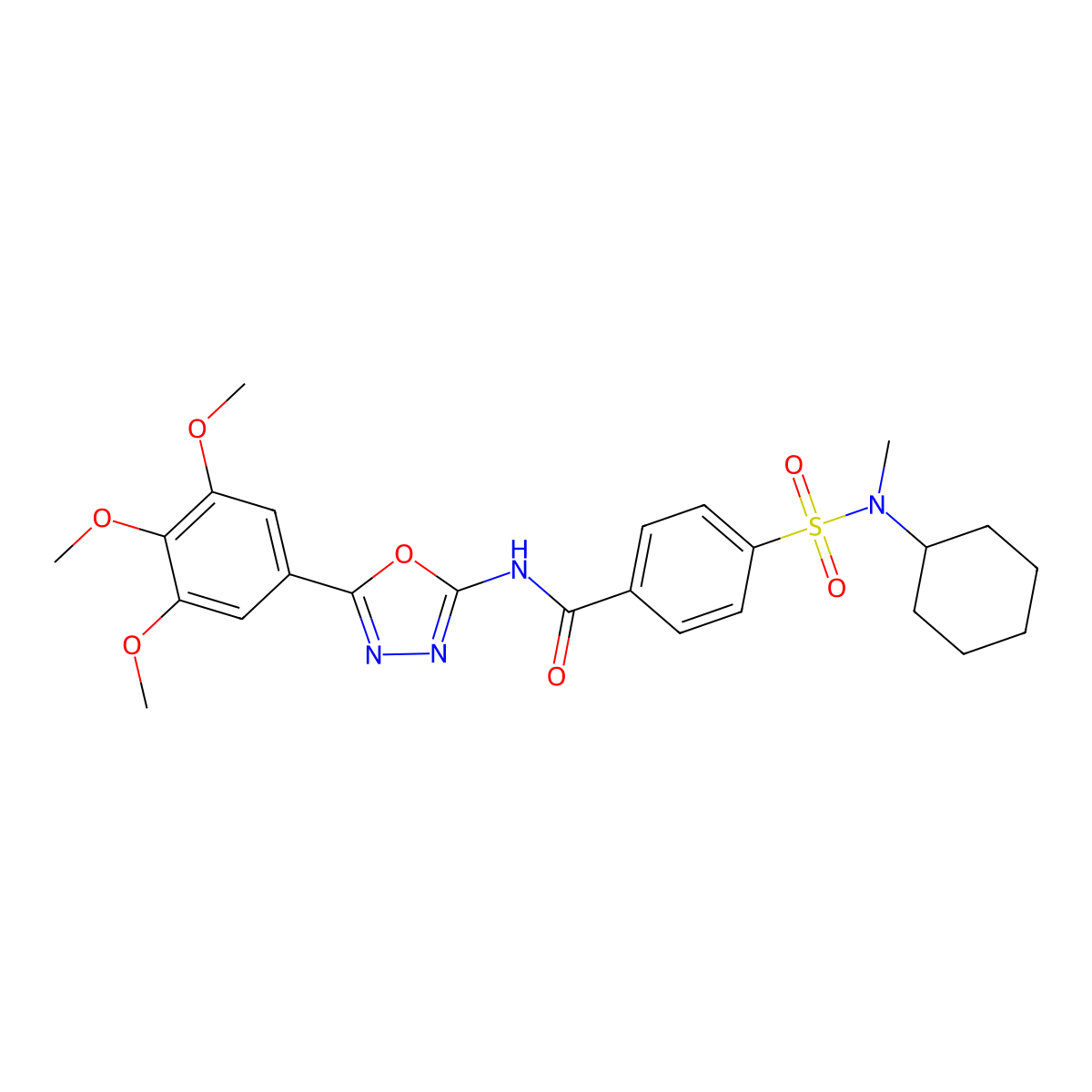 4-[cyclohexyl(methyl)sulfamoyl]-N-[5-(3,4,5-trimethoxyphenyl)-1,3,4-oxadiazol-2-yl]benzamide molecular structure, CAS 533871-33-9