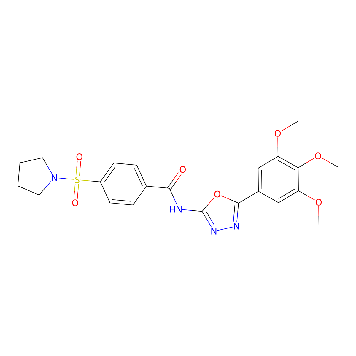 4-(pyrrolidin-1-ylsulfonyl)-N-(5-(3,4,5-trimethoxyphenyl)-1,3,4-oxadiazol-2-yl)benzamide molecular structure, CAS 533871-36-2