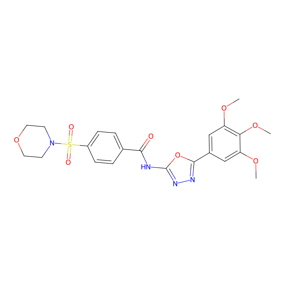 4-(morpholinosulfonyl)-N-(5-(3,4,5-trimethoxyphenyl)-1,3,4-oxadiazol-2-yl)benzamide molecular structure, CAS 533871-43-1