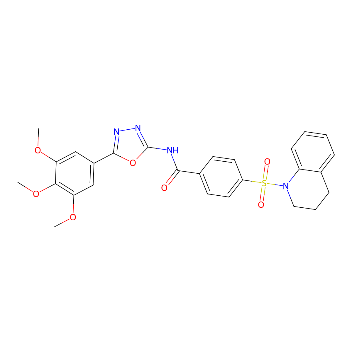4-((3,4-dihydroquinolin-1(2H)-yl)sulfonyl)-N-(5-(3,4,5-trimethoxyphenyl)-1,3,4-oxadiazol-2-yl)benzamide molecular structure, CAS 533871-45-3