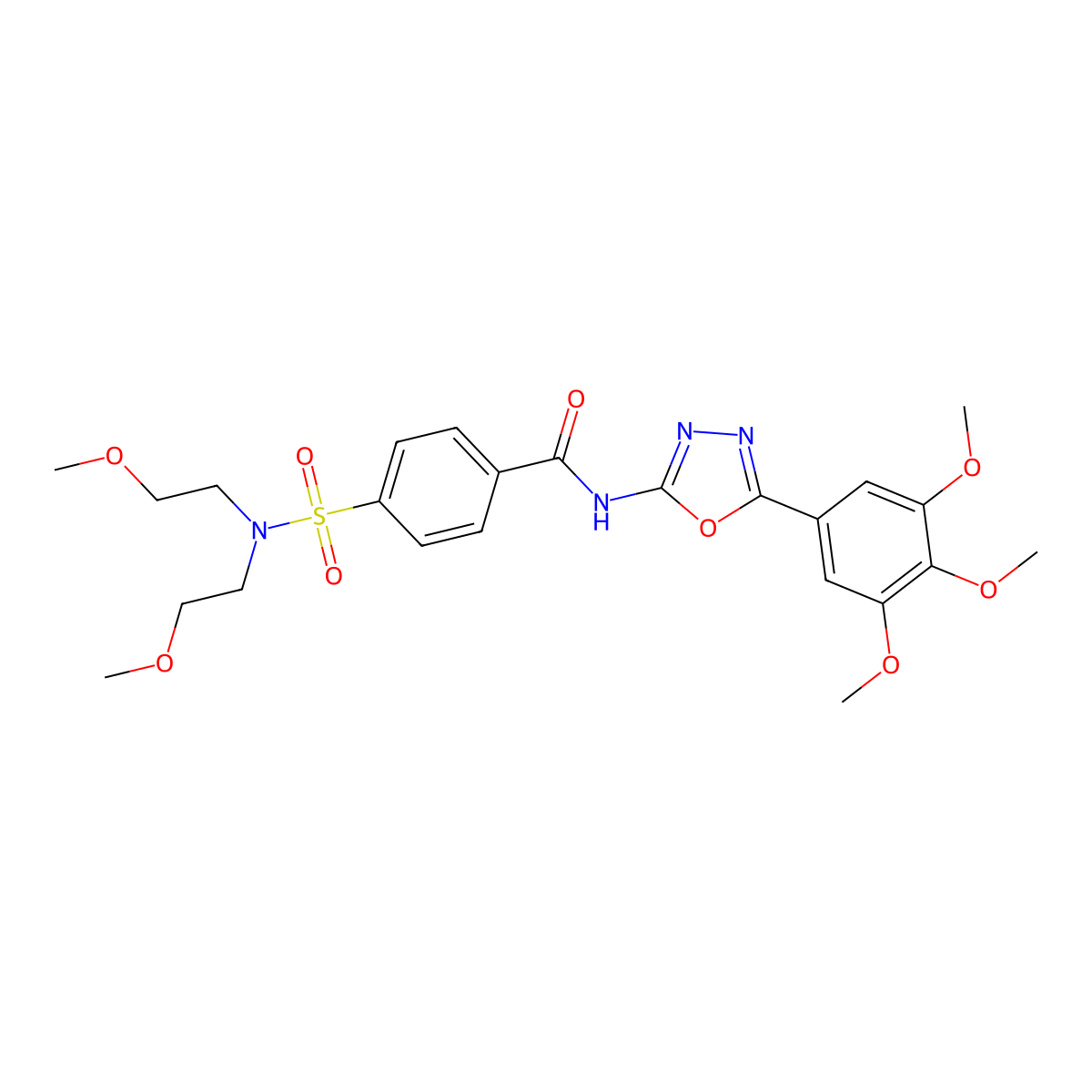 4-[bis(2-methoxyethyl)sulfamoyl]-N-[5-(3,4,5-trimethoxyphenyl)-1,3,4-oxadiazol-2-yl]benzamide molecular structure, CAS 533871-48-6
