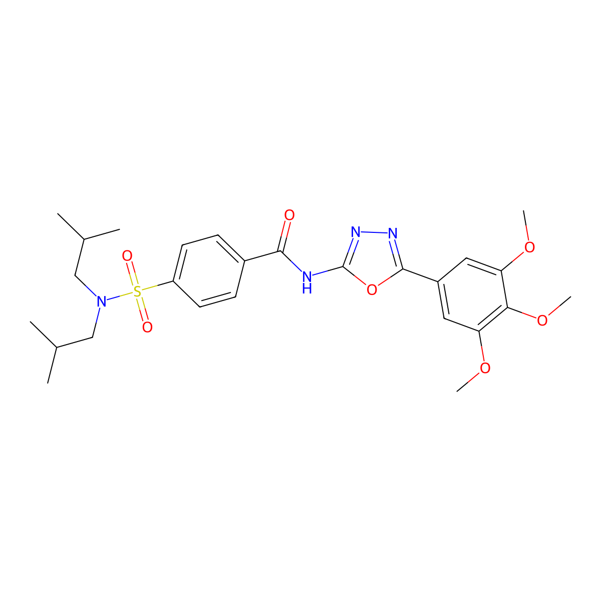 4-[bis(2-methylpropyl)sulfamoyl]-N-[5-(3,4,5-trimethoxyphenyl)-1,3,4-oxadiazol-2-yl]benzamide molecular structure, CAS 533871-50-0