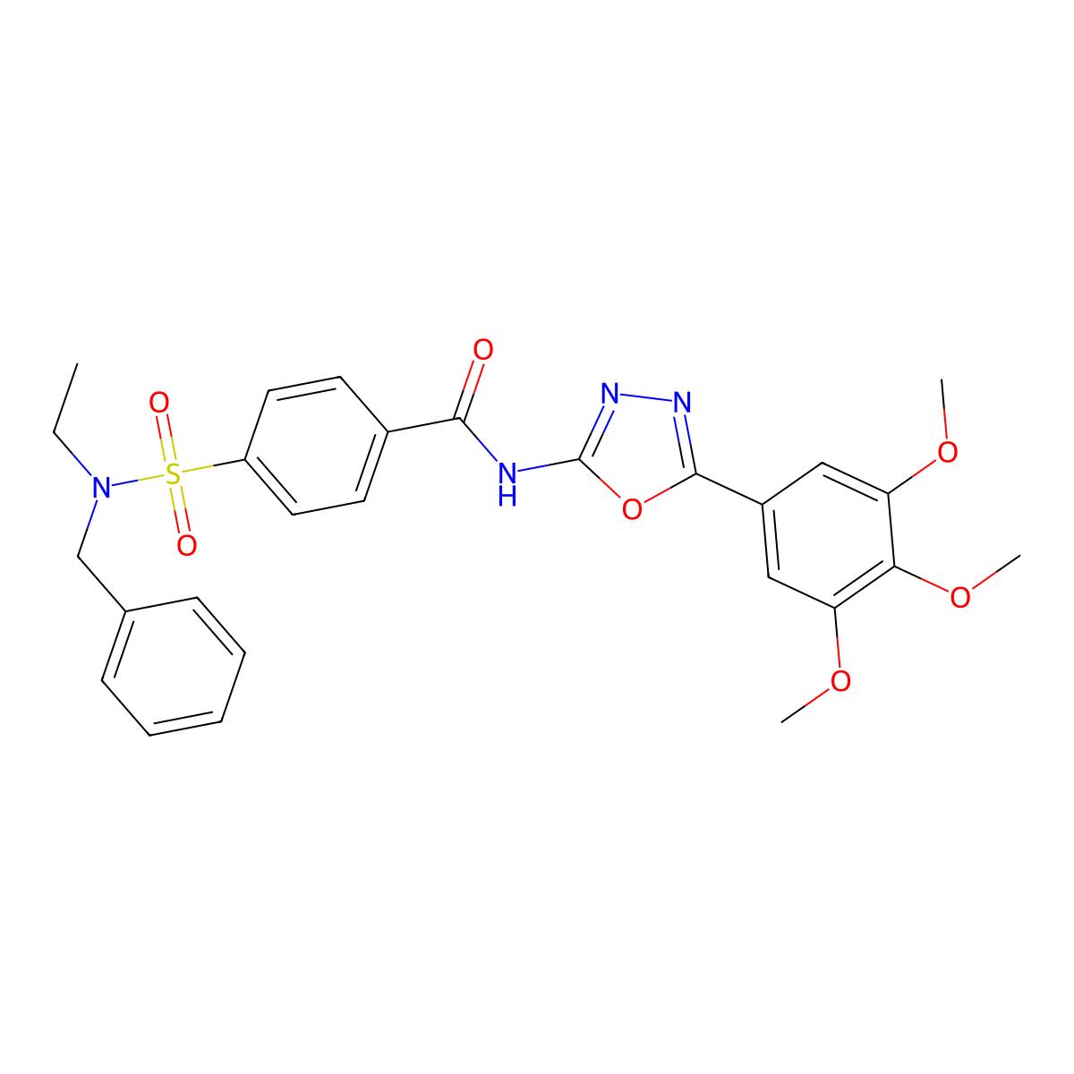 4-[benzyl(ethyl)sulfamoyl]-N-[5-(3,4,5-trimethoxyphenyl)-1,3,4-oxadiazol-2-yl]benzamide molecular structure, CAS 533871-51-1