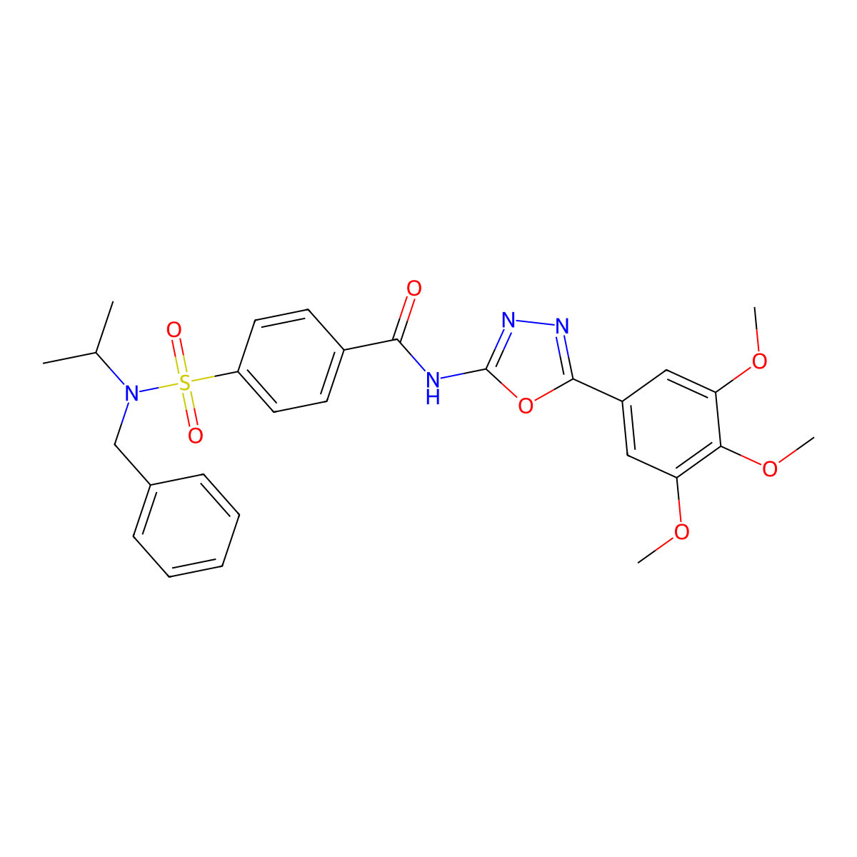 4-[benzyl(propan-2-yl)sulfamoyl]-N-[5-(3,4,5-trimethoxyphenyl)-1,3,4-oxadiazol-2-yl]benzamide molecular structure, CAS 533871-53-3