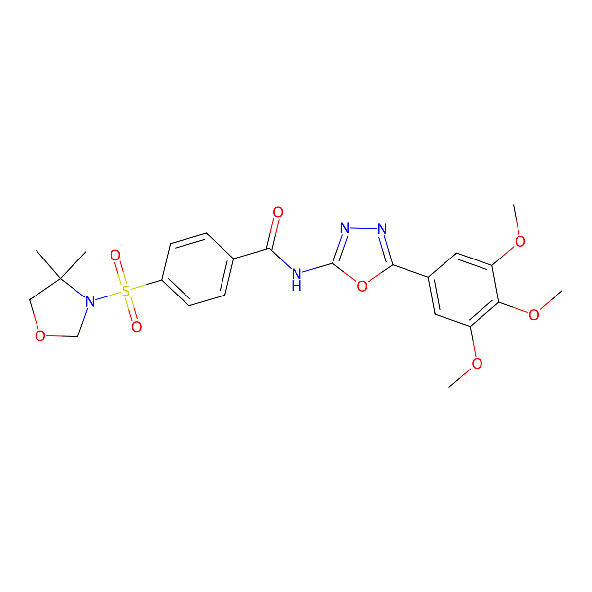 4-[(4,4-dimethyl-1,3-oxazolidin-3-yl)sulfonyl]-N-[5-(3,4,5-trimethoxyphenyl)-1,3,4-oxadiazol-2-yl]benzamide molecular structure, CAS 533871-55-5