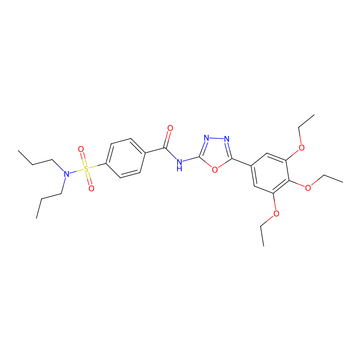 4-(dipropylsulfamoyl)-N-[5-(3,4,5-triethoxyphenyl)-1,3,4-oxadiazol-2-yl]benzamide molecular structure, CAS 533871-58-8