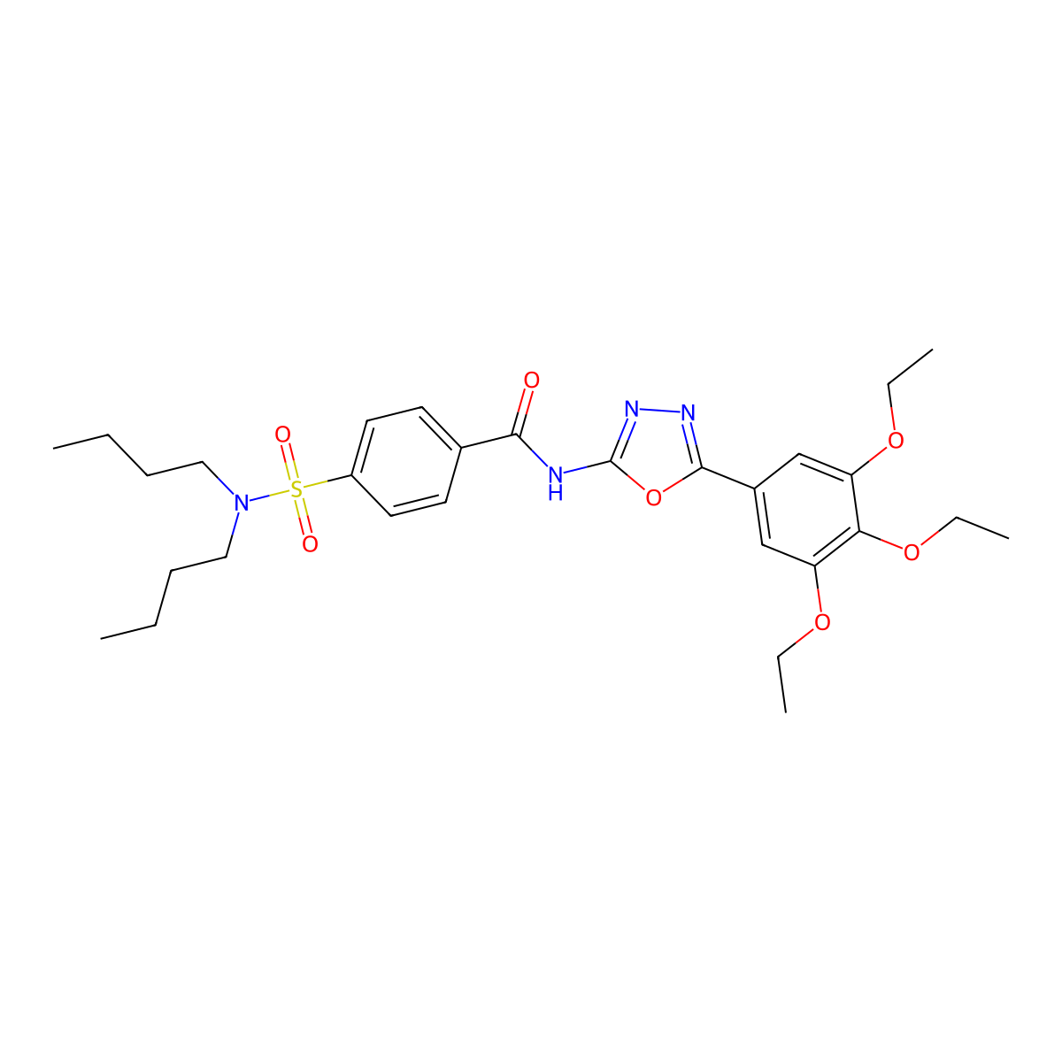 4-(dibutylsulfamoyl)-N-[5-(3,4,5-triethoxyphenyl)-1,3,4-oxadiazol-2-yl]benzamide molecular structure, CAS 533871-59-9
