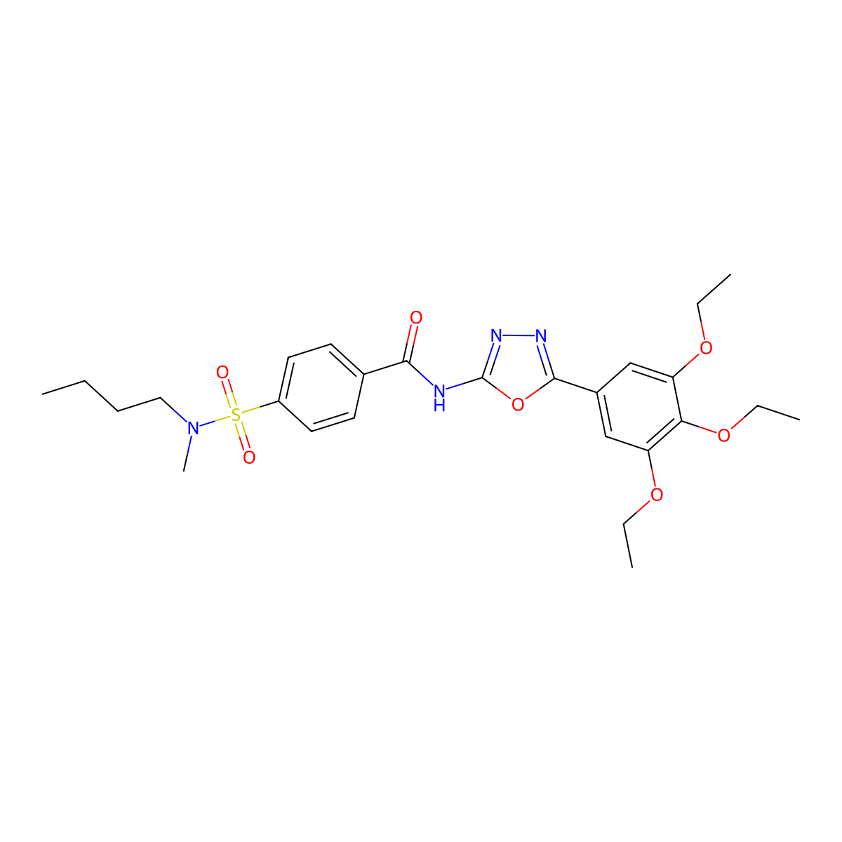 4-[butyl(methyl)sulfamoyl]-N-[5-(3,4,5-triethoxyphenyl)-1,3,4-oxadiazol-2-yl]benzamide molecular structure, CAS 533871-60-2