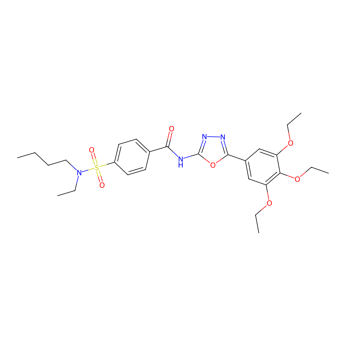4-[butyl(ethyl)sulfamoyl]-N-[5-(3,4,5-triethoxyphenyl)-1,3,4-oxadiazol-2-yl]benzamide molecular structure, CAS 533871-61-3