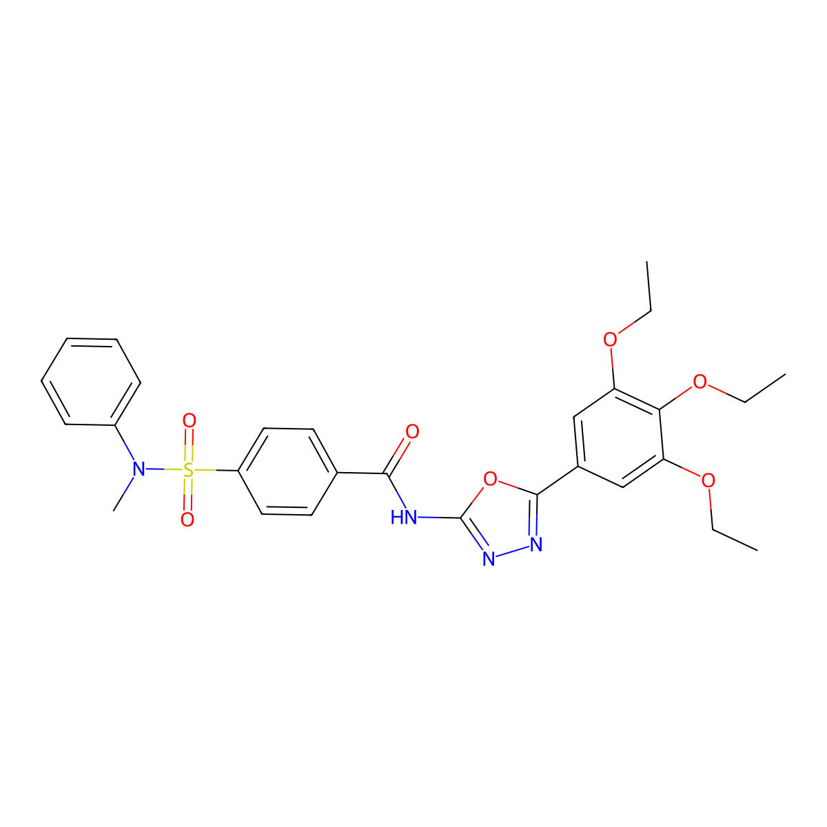 4-[methyl(phenyl)sulfamoyl]-N-[5-(3,4,5-triethoxyphenyl)-1,3,4-oxadiazol-2-yl]benzamide molecular structure, CAS 533871-62-4
