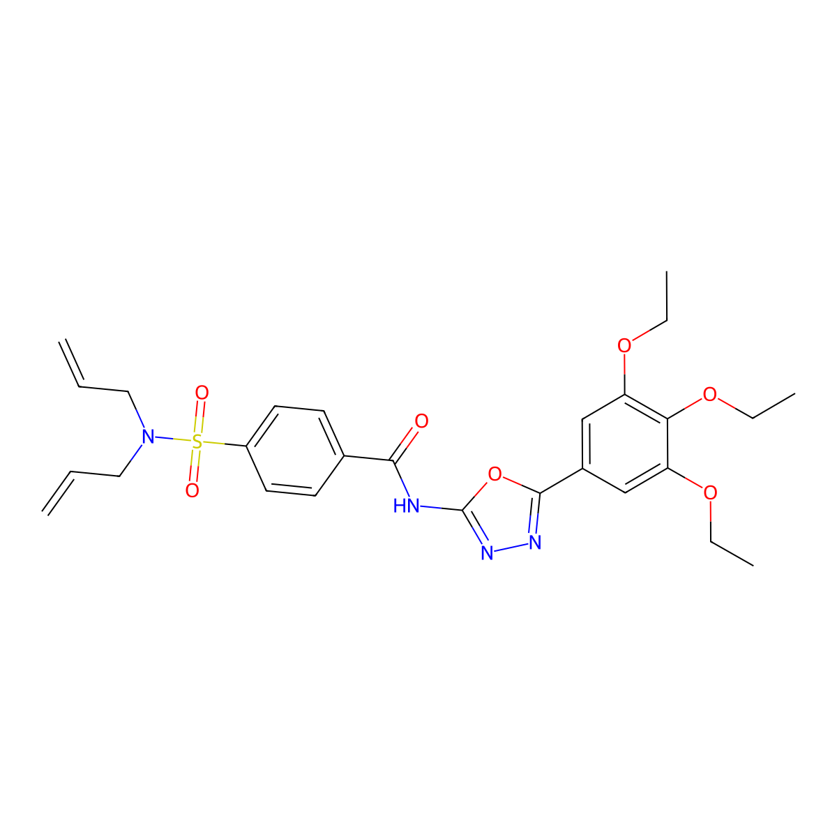 4-(N,N-diallylsulfamoyl)-N-(5-(3,4,5-triethoxyphenyl)-1,3,4-oxadiazol-2-yl)benzamide molecular structure, CAS 533871-64-6
