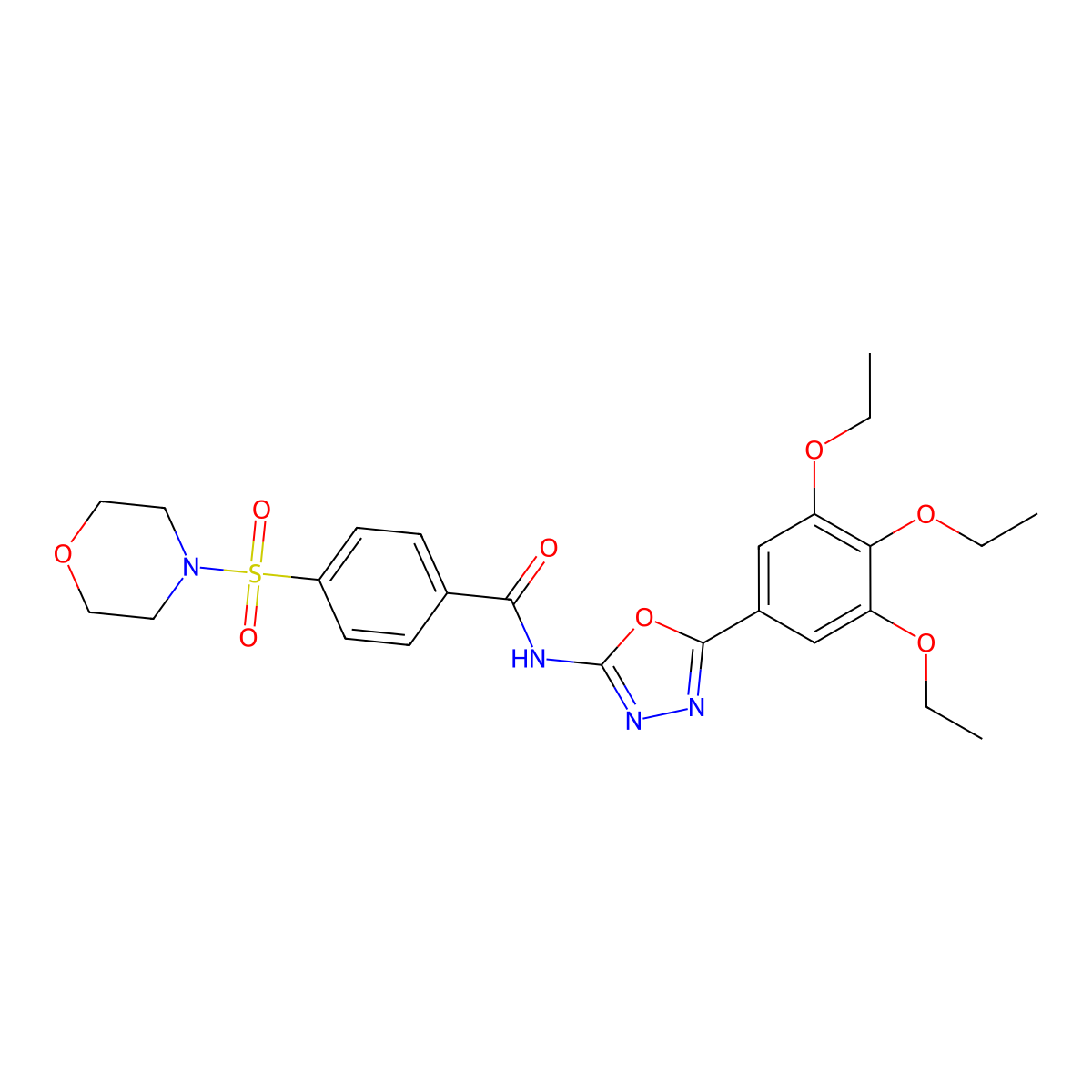 4-morpholin-4-ylsulfonyl-N-[5-(3,4,5-triethoxyphenyl)-1,3,4-oxadiazol-2-yl]benzamide molecular structure, CAS 533871-73-7