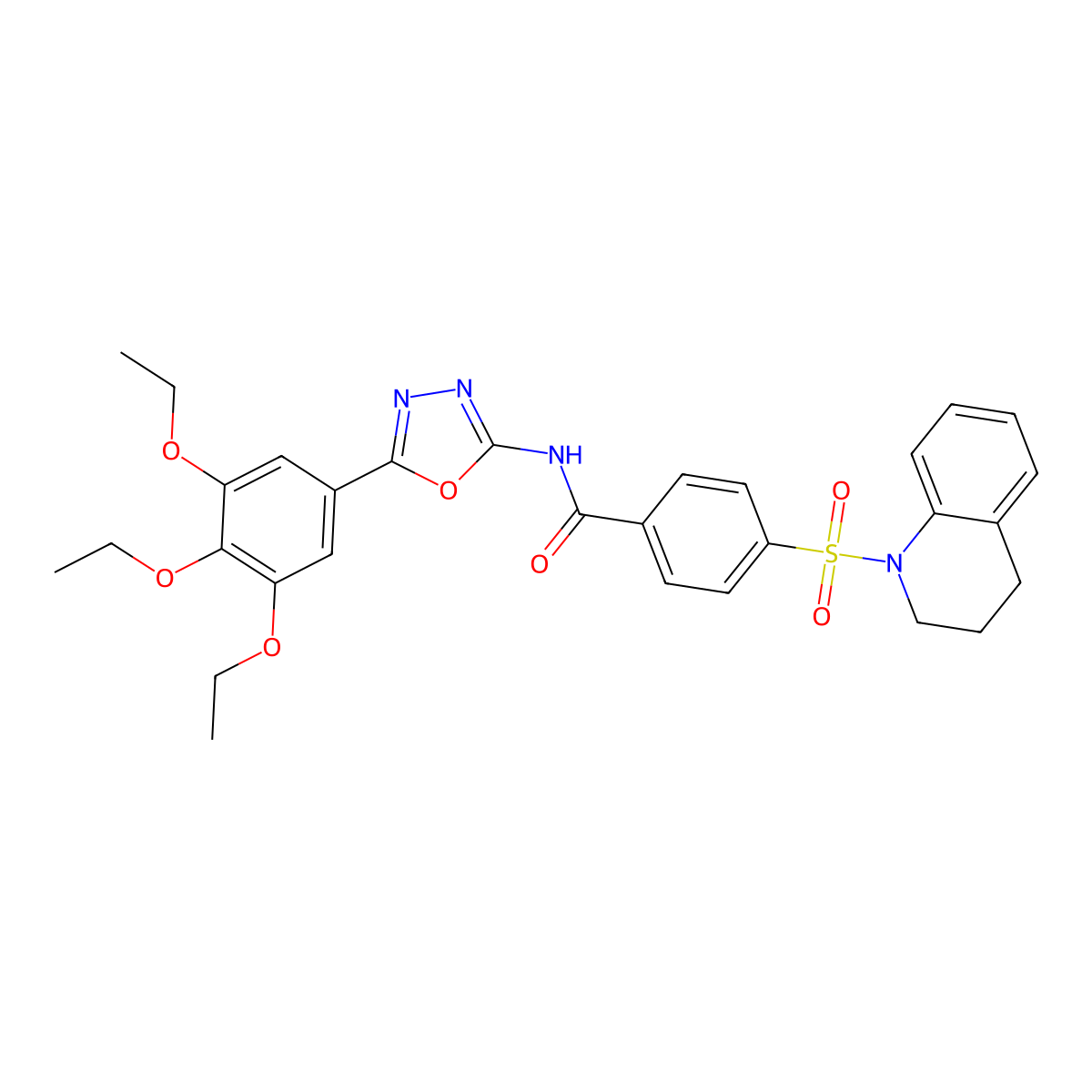 4-((3,4-dihydroquinolin-1(2H)-yl)sulfonyl)-N-(5-(3,4,5-triethoxyphenyl)-1,3,4-oxadiazol-2-yl)benzamide molecular structure, CAS 533871-75-9