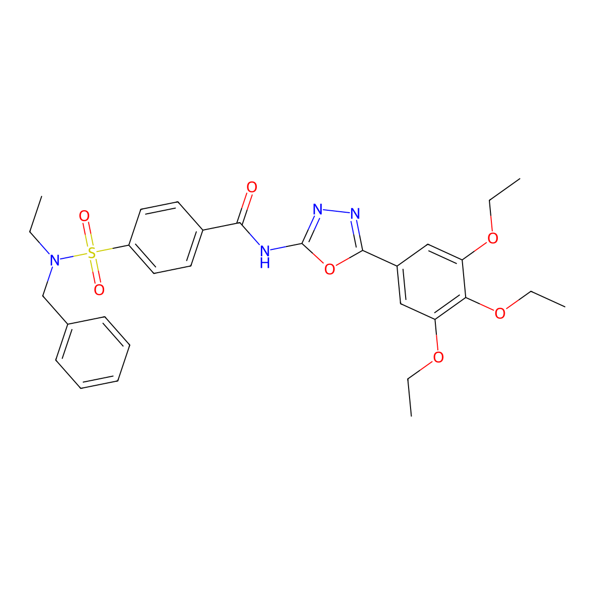 4-[benzyl(ethyl)sulfamoyl]-N-[5-(3,4,5-triethoxyphenyl)-1,3,4-oxadiazol-2-yl]benzamide molecular structure, CAS 533871-82-8