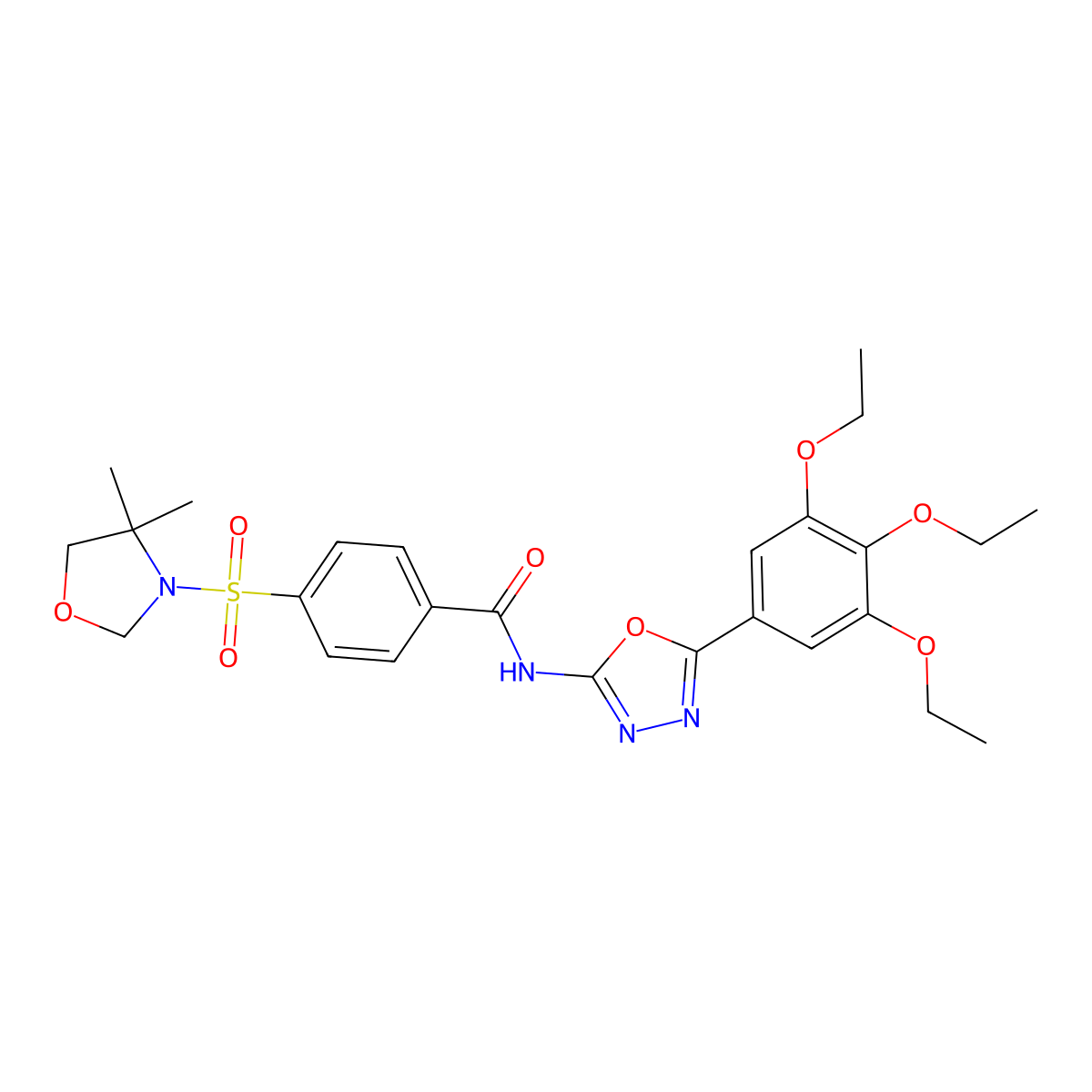 4-[(4,4-dimethyl-1,3-oxazolidin-3-yl)sulfonyl]-N-[5-(3,4,5-triethoxyphenyl)-1,3,4-oxadiazol-2-yl]benzamide molecular structure, CAS 533871-86-2