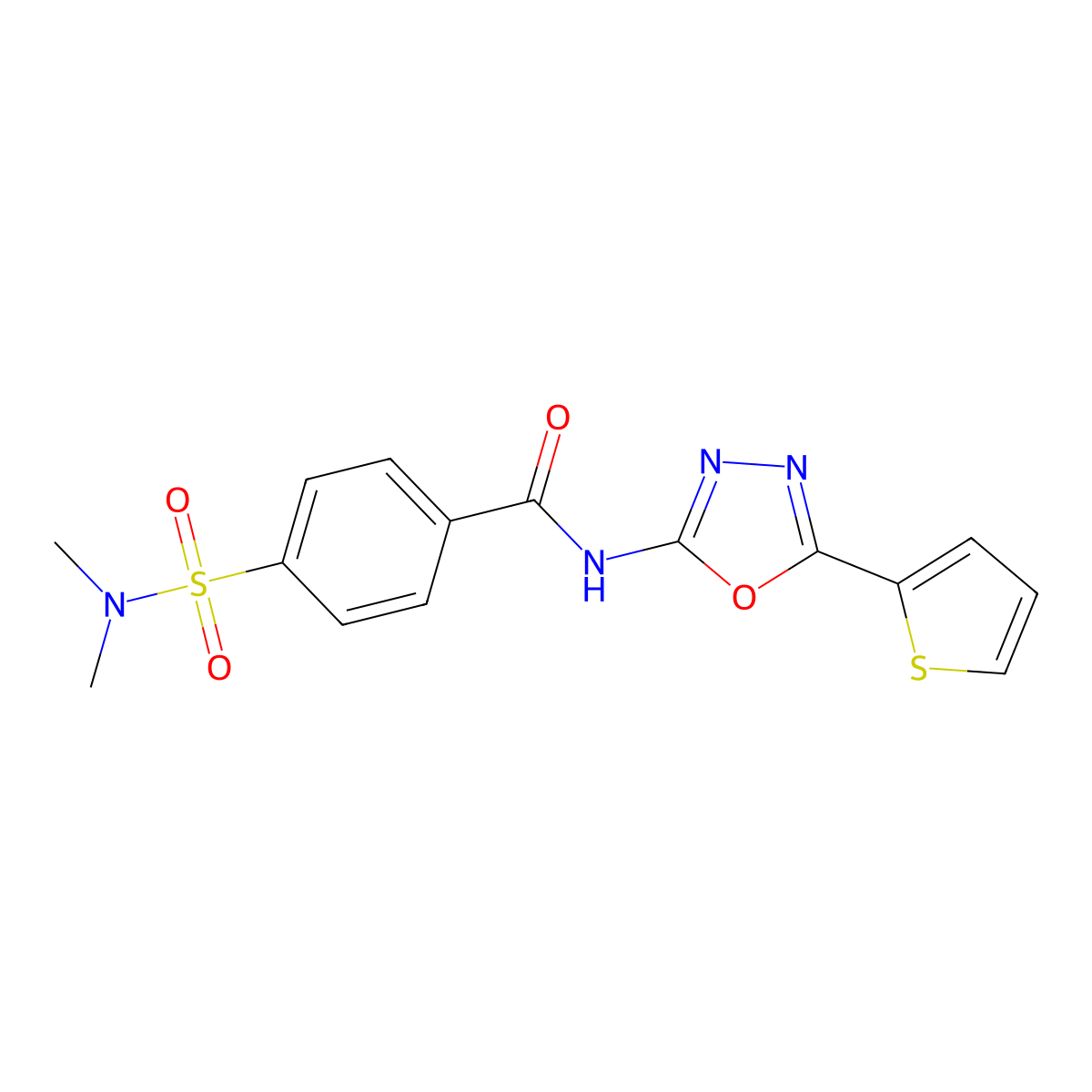 4-(N,N-dimethylsulfamoyl)-N-(5-(thiophen-2-yl)-1,3,4-oxadiazol-2-yl)benzamide molecular structure, CAS 533871-87-3