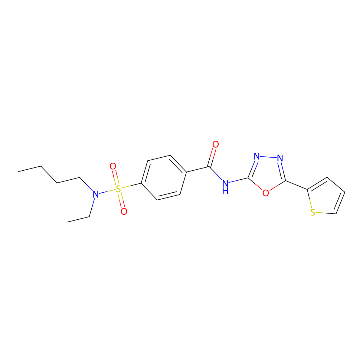 4-[butyl(ethyl)sulfamoyl]-N-(5-thiophen-2-yl-1,3,4-oxadiazol-2-yl)benzamide molecular structure, CAS 533871-92-0
