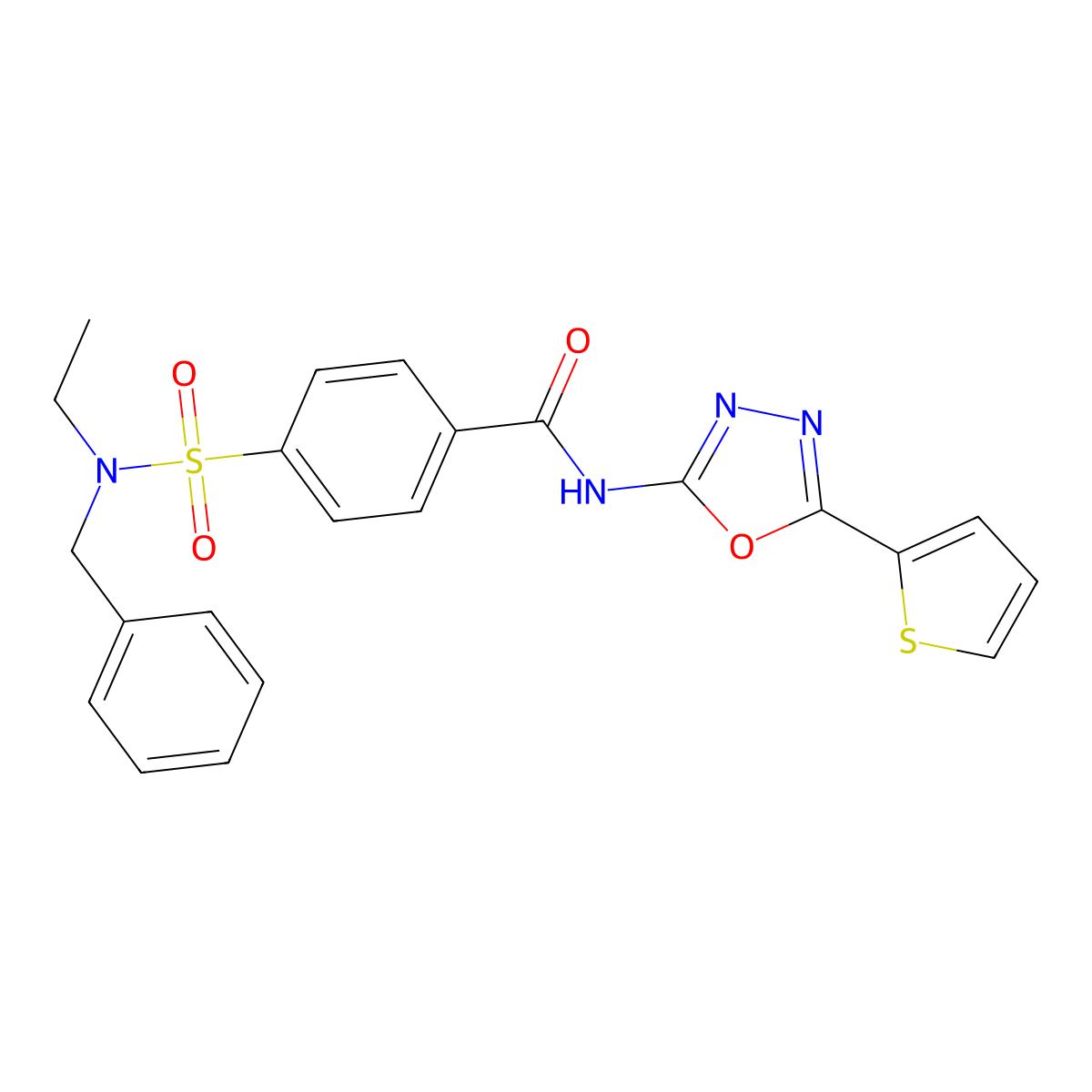 4-(N-benzyl-N-ethylsulfamoyl)-N-(5-(thiophen-2-yl)-1,3,4-oxadiazol-2-yl)benzamide molecular structure, CAS 533872-12-7