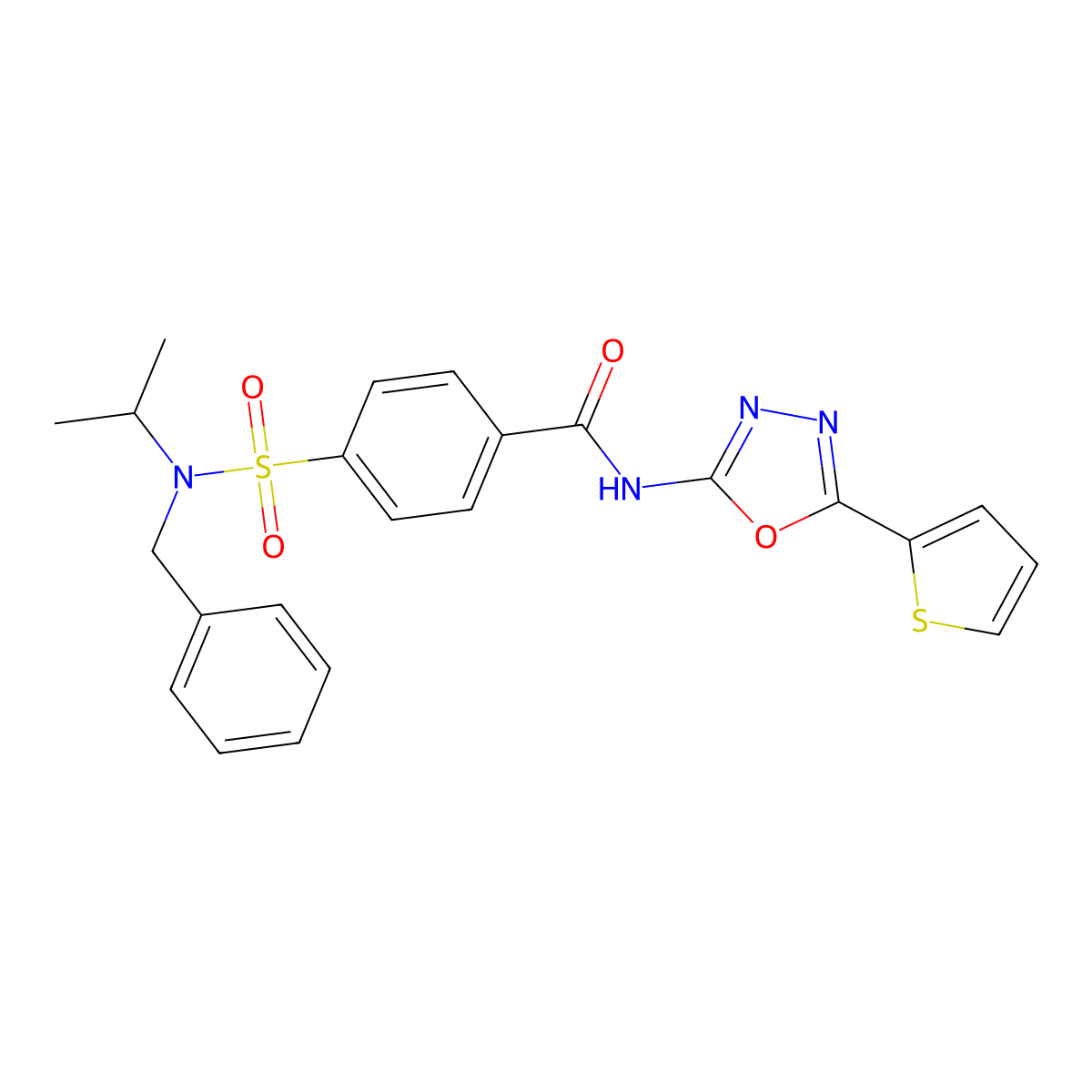 4-(N-benzyl-N-isopropylsulfamoyl)-N-(5-(thiophen-2-yl)-1,3,4-oxadiazol-2-yl)benzamide molecular structure, CAS 533872-14-9