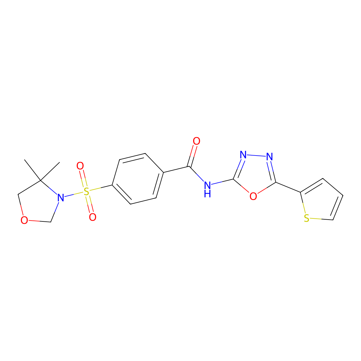 4-((4,4-dimethyloxazolidin-3-yl)sulfonyl)-N-(5-(thiophen-2-yl)-1,3,4-oxadiazol-2-yl)benzamide molecular structure, CAS 533872-16-1