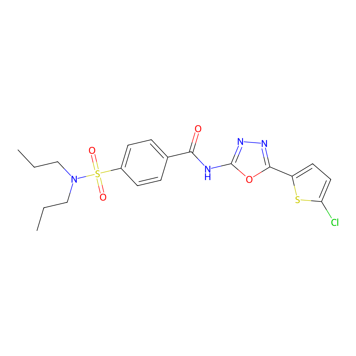 N-[5-(5-chlorothiophen-2-yl)-1,3,4-oxadiazol-2-yl]-4-(dipropylsulfamoyl)benzamide molecular structure, CAS 533872-19-4