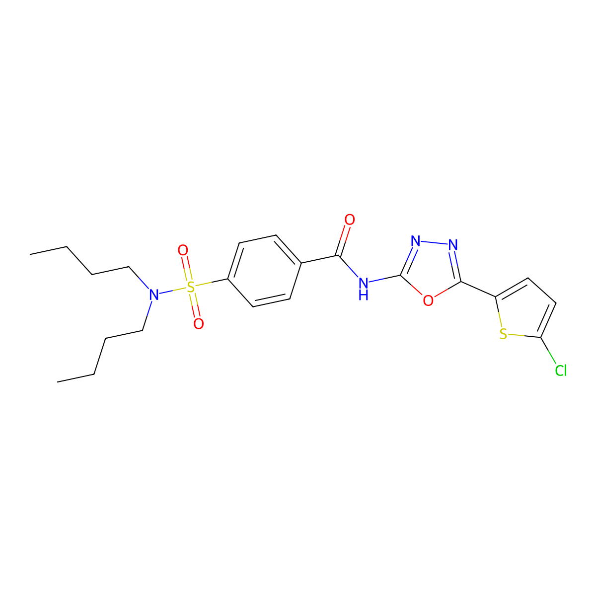 N-[5-(5-chlorothiophen-2-yl)-1,3,4-oxadiazol-2-yl]-4-(dibutylsulfamoyl)benzamide molecular structure, CAS 533872-20-7