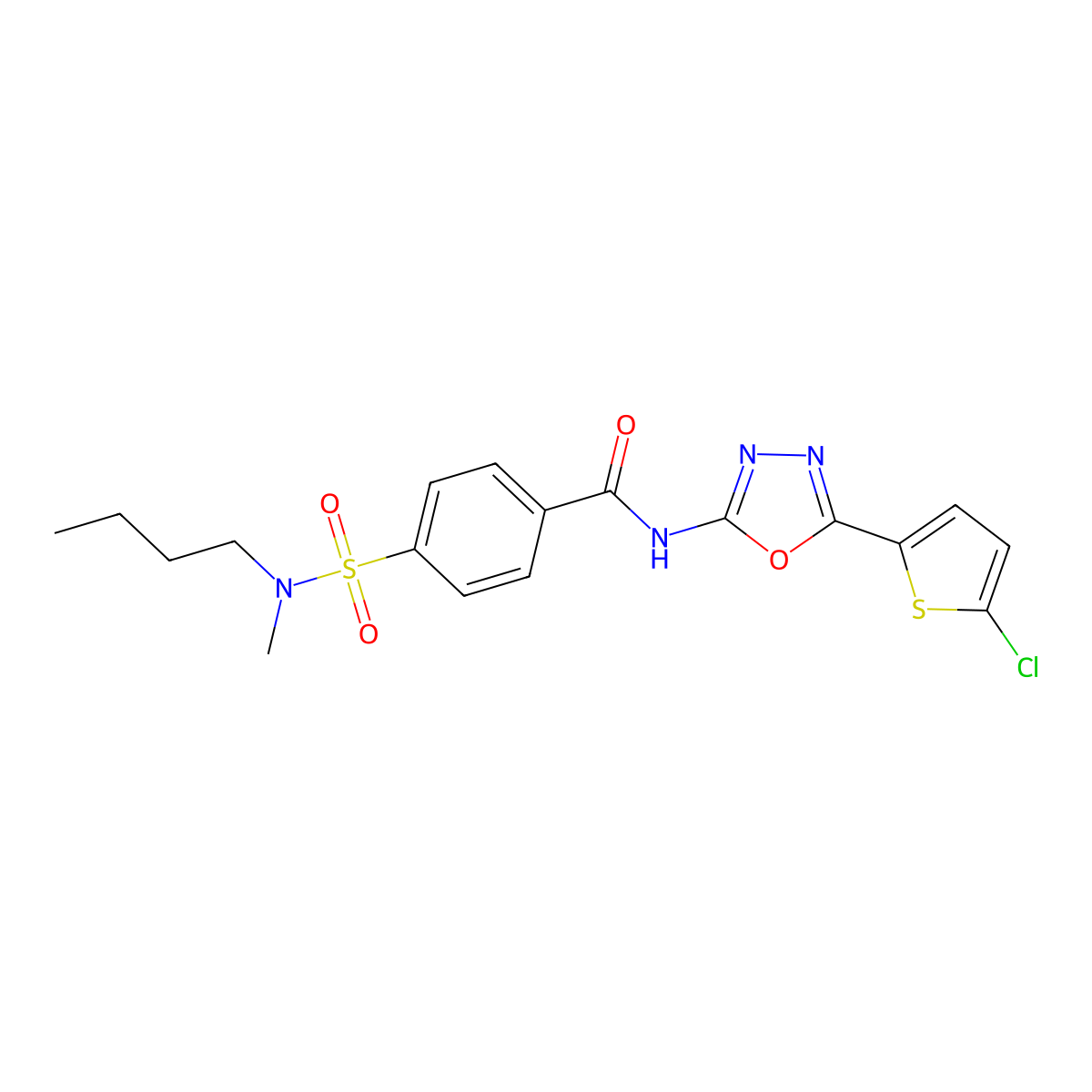 4-[butyl(methyl)sulfamoyl]-N-[5-(5-chlorothiophen-2-yl)-1,3,4-oxadiazol-2-yl]benzamide molecular structure, CAS 533872-21-8
