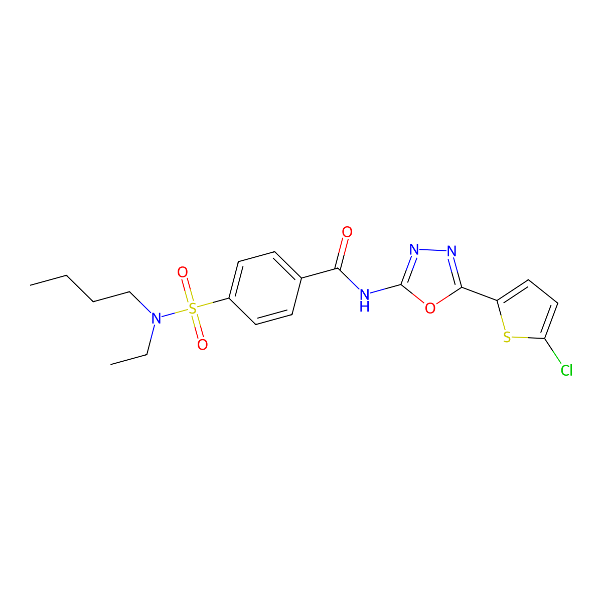 4-[butyl(ethyl)sulfamoyl]-N-[5-(5-chlorothiophen-2-yl)-1,3,4-oxadiazol-2-yl]benzamide molecular structure, CAS 533872-22-9