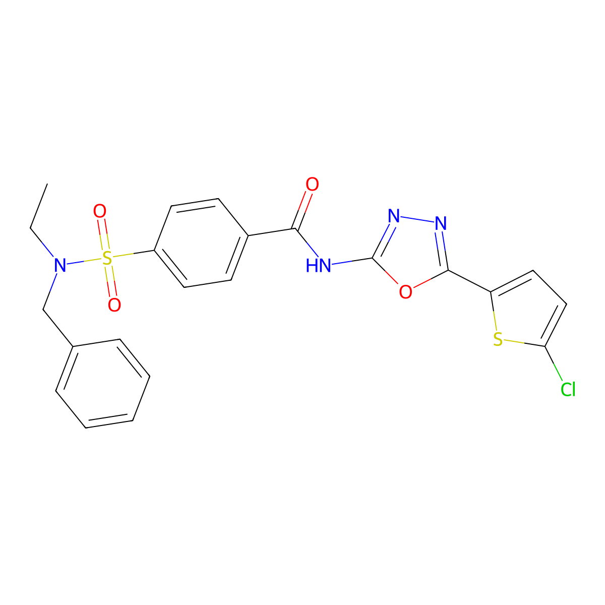 4-[benzyl(ethyl)sulfamoyl]-N-[5-(5-chlorothiophen-2-yl)-1,3,4-oxadiazol-2-yl]benzamide molecular structure, CAS 533872-42-3