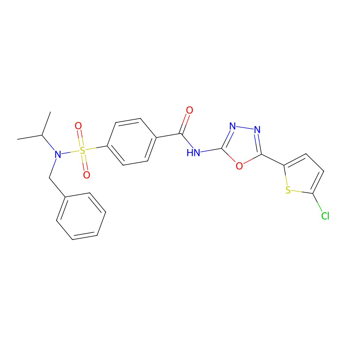 4-[benzyl(propan-2-yl)sulfamoyl]-N-[5-(5-chlorothiophen-2-yl)-1,3,4-oxadiazol-2-yl]benzamide molecular structure, CAS 533872-44-5