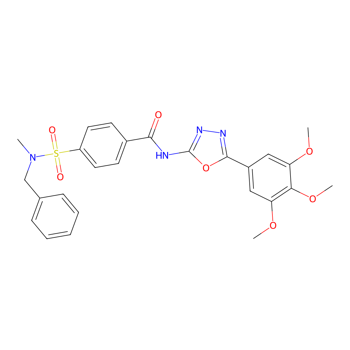 4-[benzyl(methyl)sulfamoyl]-N-[5-(3,4,5-trimethoxyphenyl)-1,3,4-oxadiazol-2-yl]benzamide molecular structure, CAS 533872-52-5