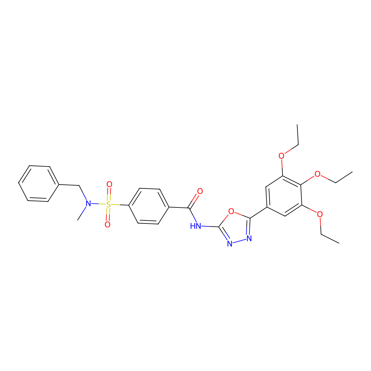 4-[benzyl(methyl)sulfamoyl]-N-[5-(3,4,5-triethoxyphenyl)-1,3,4-oxadiazol-2-yl]benzamide molecular structure, CAS 533872-53-6