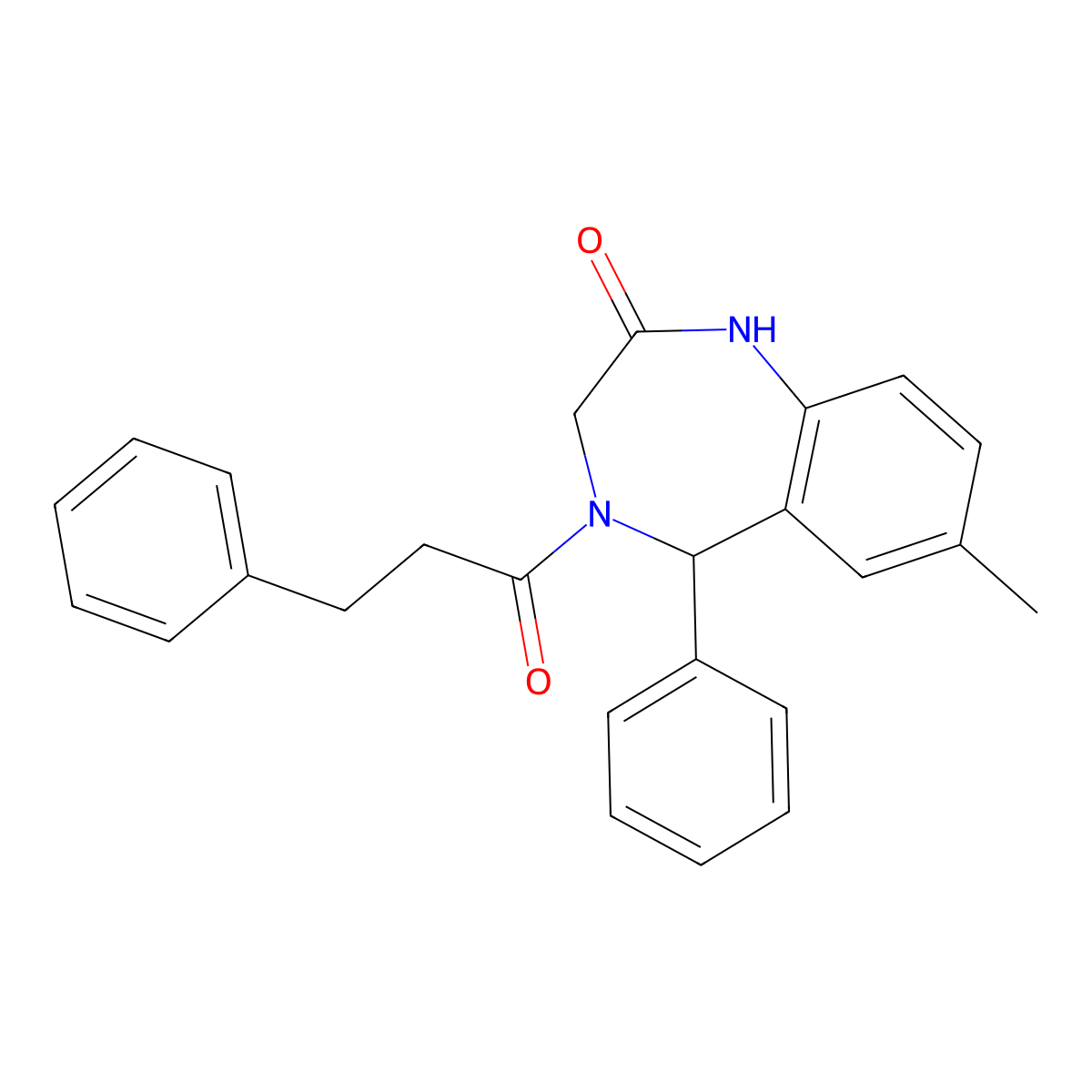 7-methyl-5-phenyl-4-(3-phenylpropanoyl)-3,5-dihydro-1H-1,4-benzodiazepin-2-one molecular structure, CAS 533872-91-2