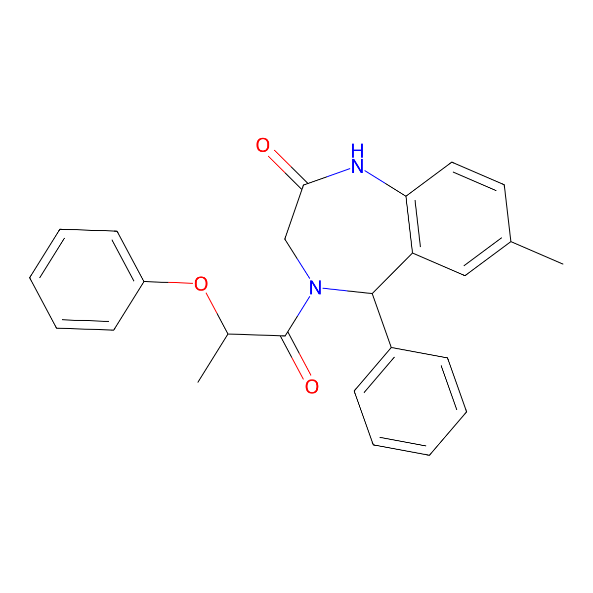 7-methyl-4-(2-phenoxypropanoyl)-5-phenyl-3,5-dihydro-1H-1,4-benzodiazepin-2-one molecular structure, CAS 533872-97-8