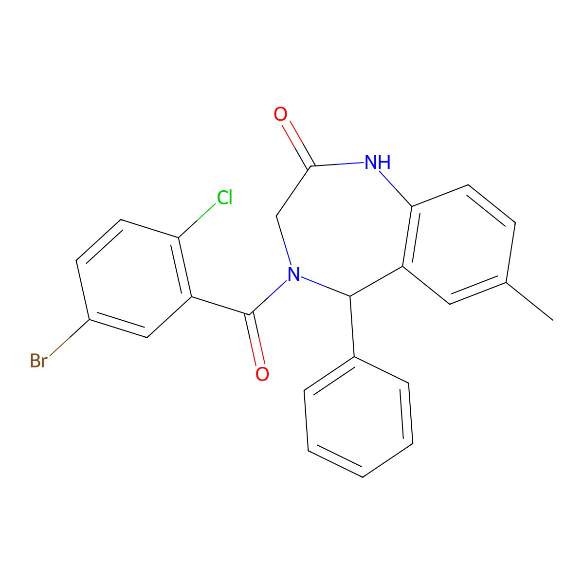 4-(5-bromo-2-chlorobenzoyl)-7-methyl-5-phenyl-4,5-dihydro-1H-benzo[e][1,4]diazepin-2(3H)-one molecular structure, CAS 533874-22-5
