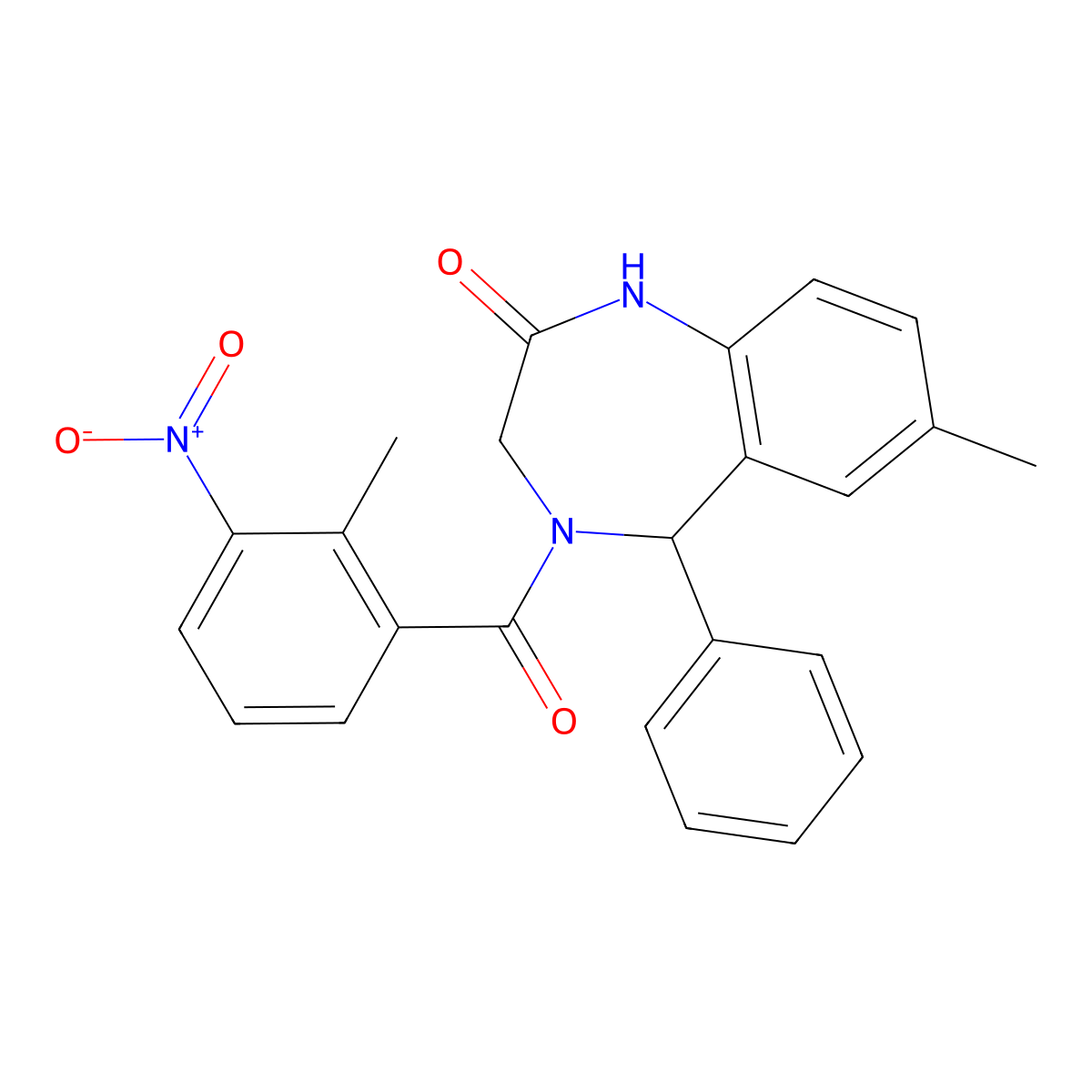 7-methyl-4-(2-methyl-3-nitrobenzoyl)-5-phenyl-3,5-dihydro-1H-1,4-benzodiazepin-2-one molecular structure, CAS 533874-37-2