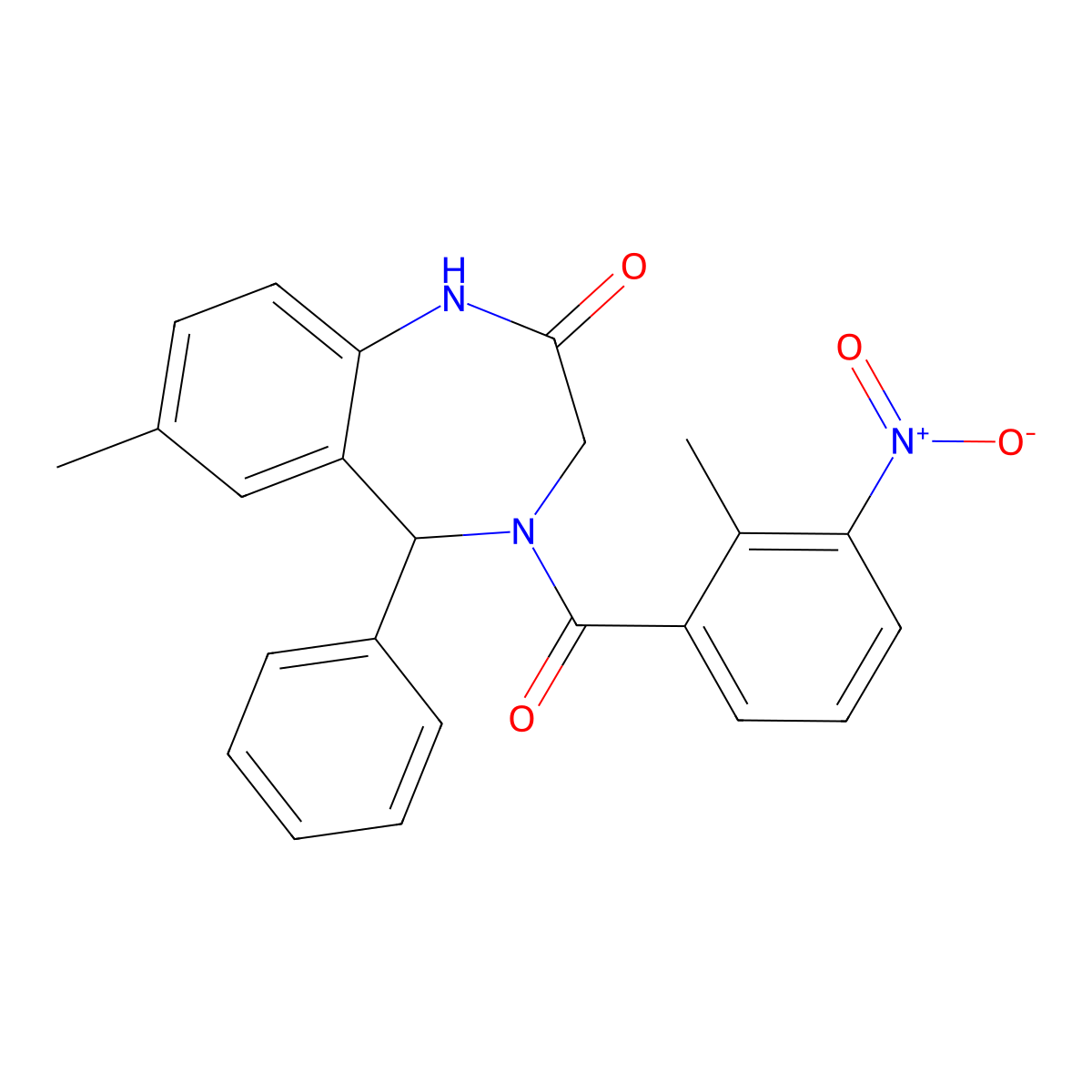 7-methyl-4-(2-methyl-3-nitrobenzoyl)-5-phenyl-3,5-dihydro-1H-1,4-benzodiazepin-2-one molecular structure, CAS 533874-37-2