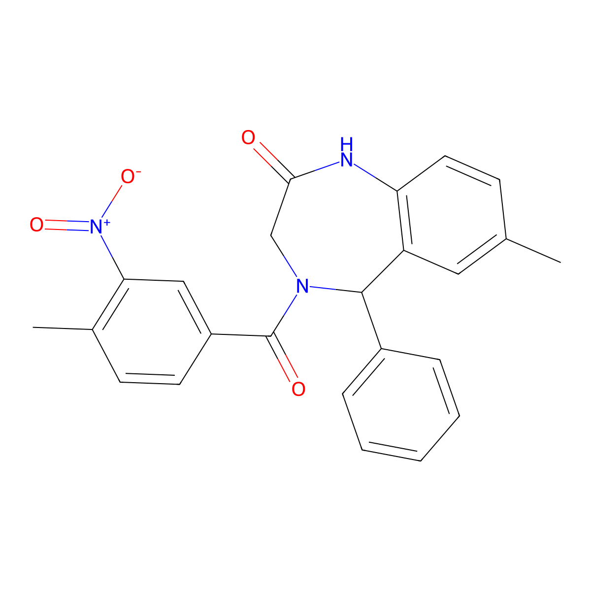 7-methyl-4-(4-methyl-3-nitrobenzoyl)-5-phenyl-3,5-dihydro-1H-1,4-benzodiazepin-2-one molecular structure, CAS 533874-40-7