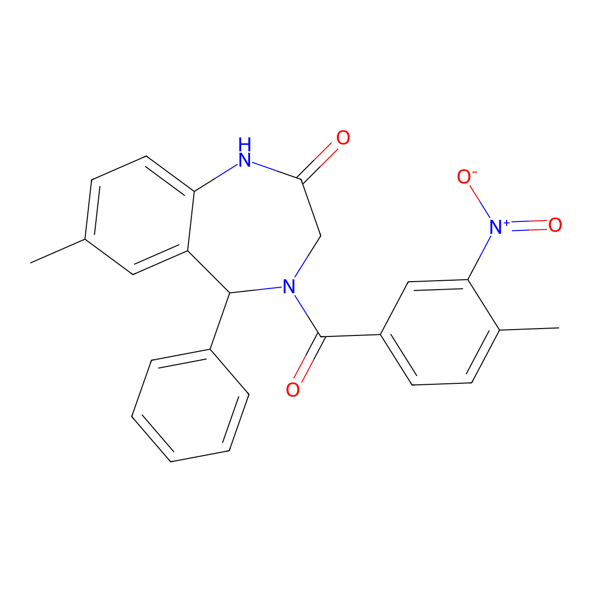 7-methyl-4-(4-methyl-3-nitrobenzoyl)-5-phenyl-3,5-dihydro-1H-1,4-benzodiazepin-2-one molecular structure, CAS 533874-40-7