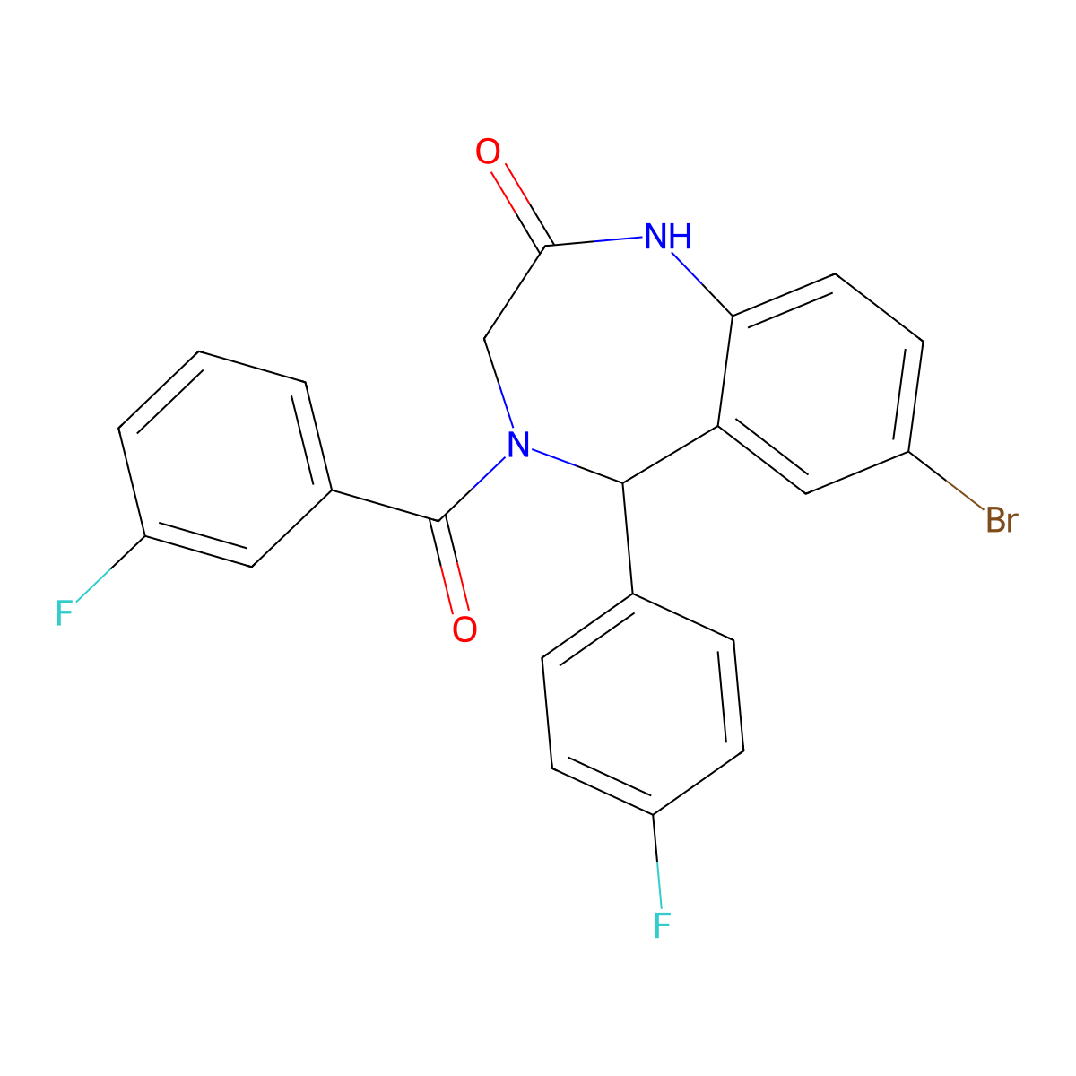 7-bromo-4-(3-fluorobenzoyl)-5-(4-fluorophenyl)-4,5-dihydro-1H-benzo[e][1,4]diazepin-2(3H)-one molecular structure, CAS 533876-25-4