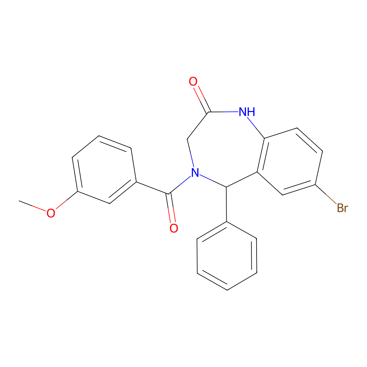 7-bromo-4-(3-methoxybenzoyl)-5-phenyl-4,5-dihydro-1H-benzo[e][1,4]diazepin-2(3H)-one molecular structure, CAS 533876-41-4