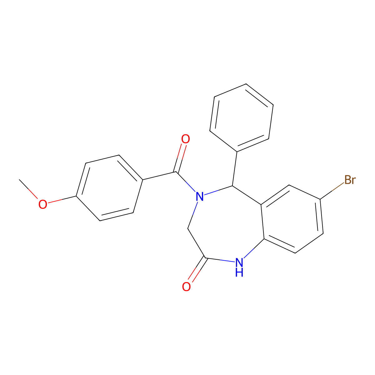 7-bromo-4-(4-methoxybenzoyl)-5-phenyl-3,5-dihydro-1H-1,4-benzodiazepin-2-one molecular structure, CAS 533876-46-9