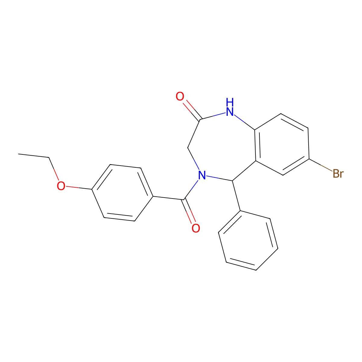 7-bromo-4-(4-ethoxybenzoyl)-5-phenyl-3,5-dihydro-1H-1,4-benzodiazepin-2-one molecular structure, CAS 533876-49-2