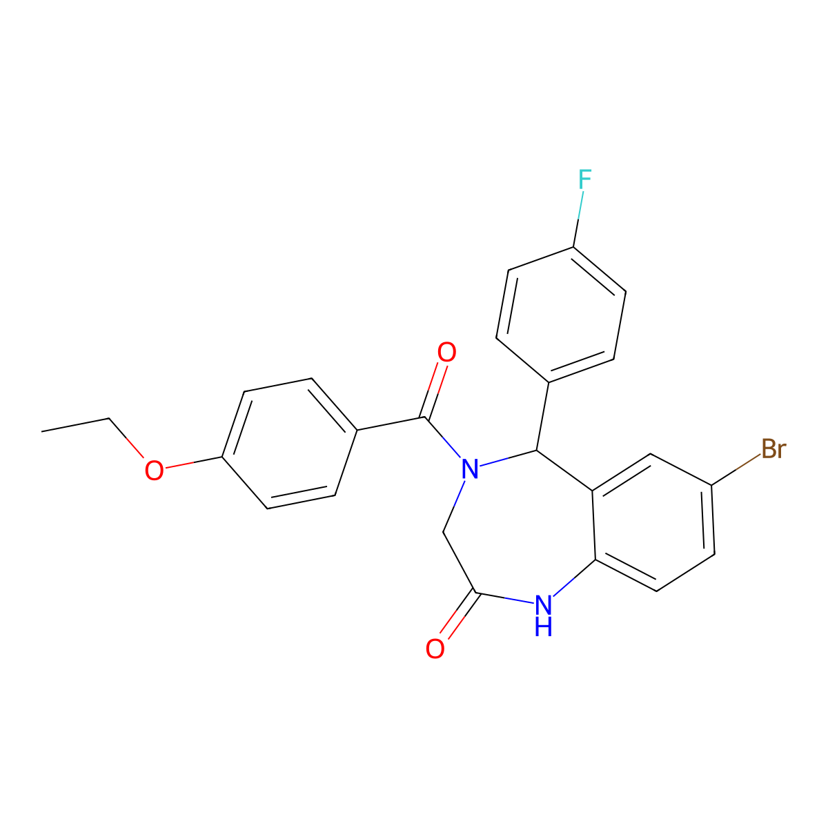 7-bromo-4-(4-ethoxybenzoyl)-5-(4-fluorophenyl)-4,5-dihydro-1H-benzo[e][1,4]diazepin-2(3H)-one molecular structure, CAS 533876-51-6