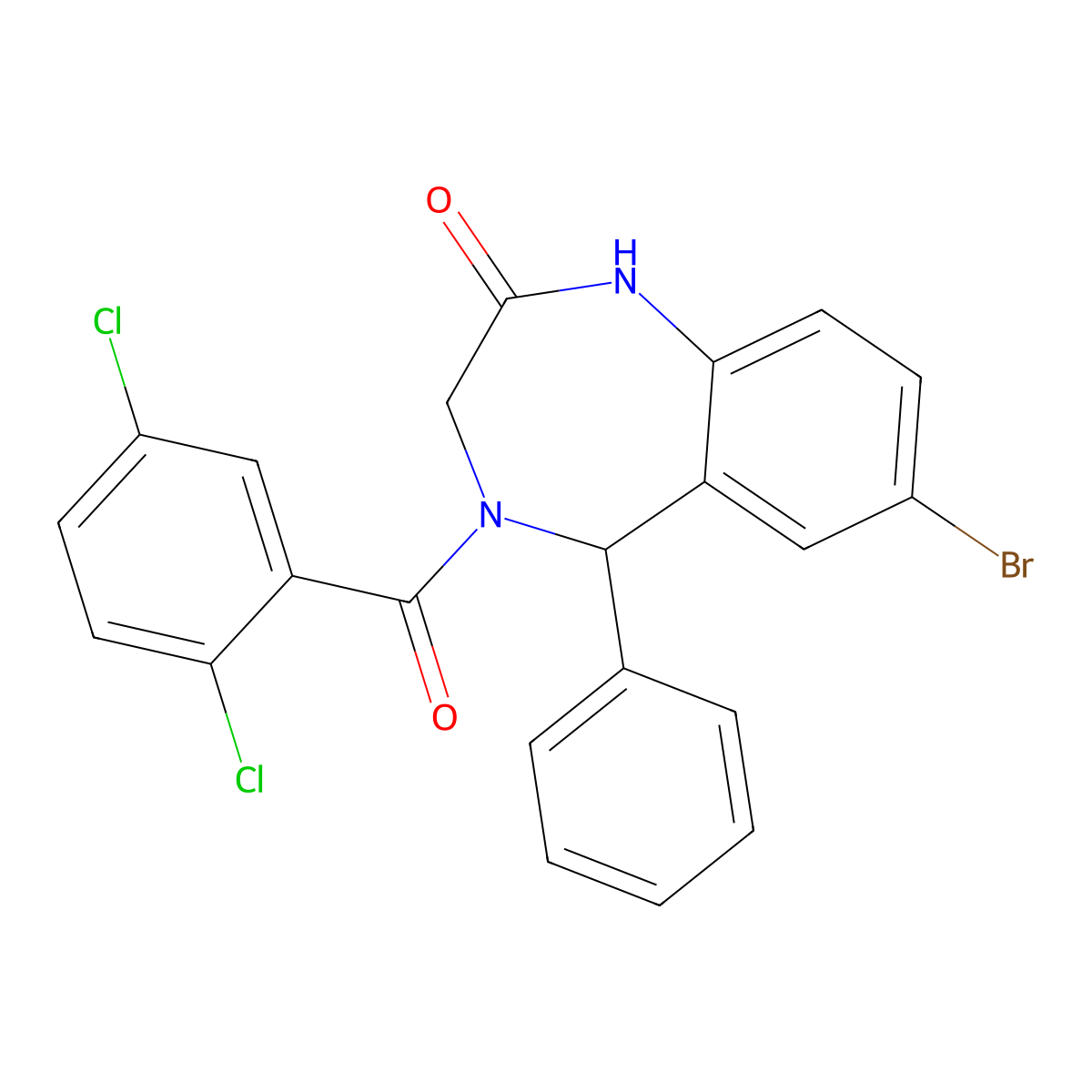 7-bromo-4-(2,5-dichlorobenzoyl)-5-phenyl-4,5-dihydro-1H-benzo[e][1,4]diazepin-2(3H)-one molecular structure, CAS 533876-67-4